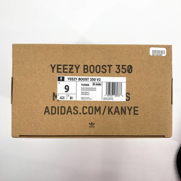 Adidas Yeezy Boost 350 V2 Static Black Non-Reflective Running Shoes 9 - Picture 3 of 12